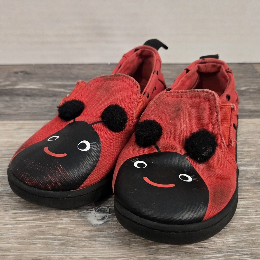Toms Alpargata Flats Toddler US 8 Lava‎ Red Ladybug Print Casual Shoes